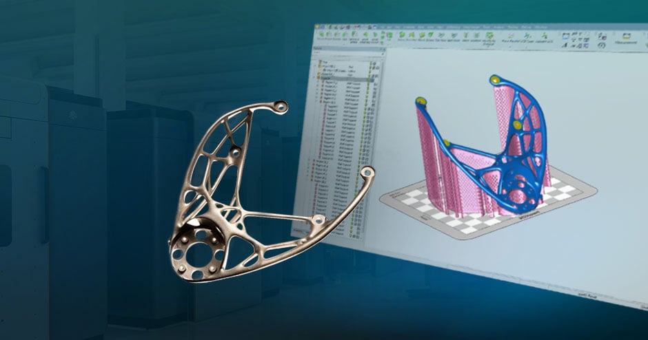 3D 打印部件旁的软件屏幕截图