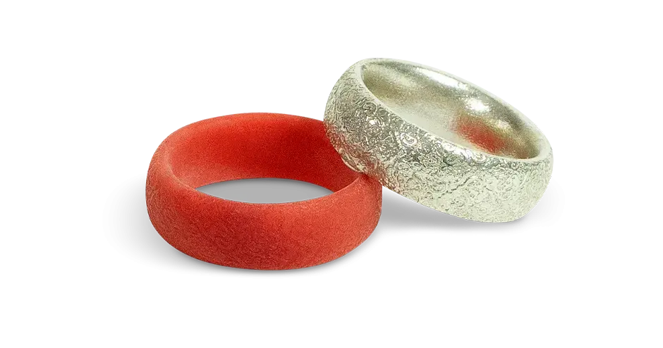 使用 VisiJet Wax Jewel Red 材料制作的戒指