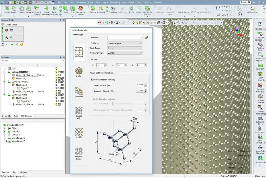 Setting lattice parameters in 3DXpert software