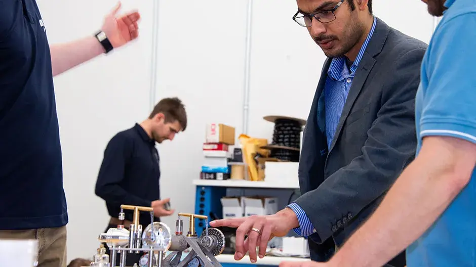 Redesigned Sterling engine models prepared and optimized using 3DXpert® software and printed with the ProX® DMP 320 metal 3D printer by students of the Penn State Master of Engineering in Additive Manufacturing and Design (MEng AMD) program.