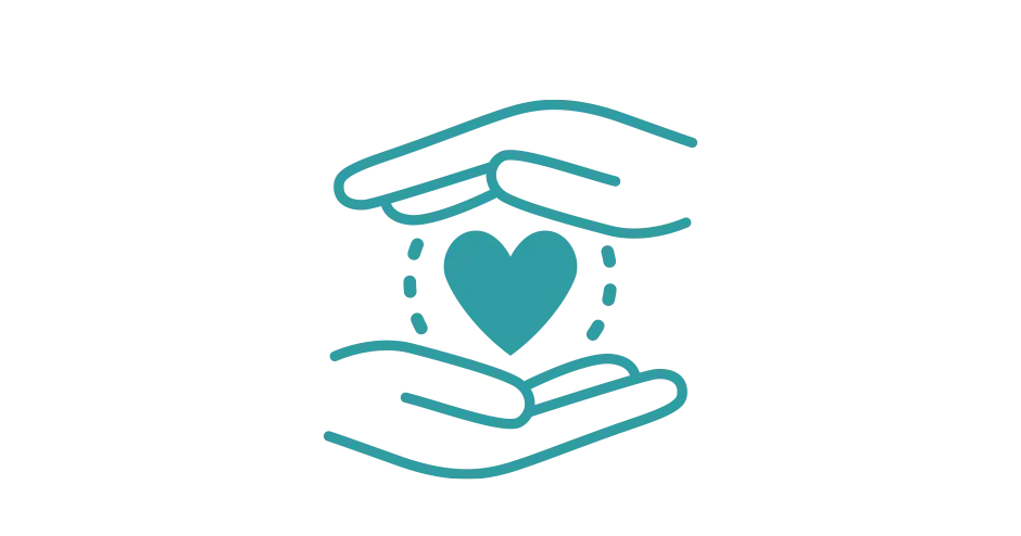 显示 2 只手握着一颗心的图标