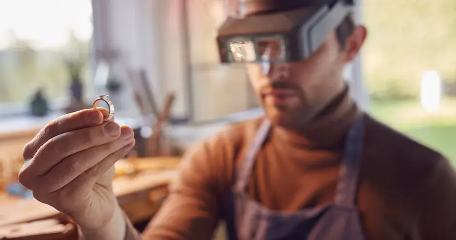 拿着戒指的珠宝商