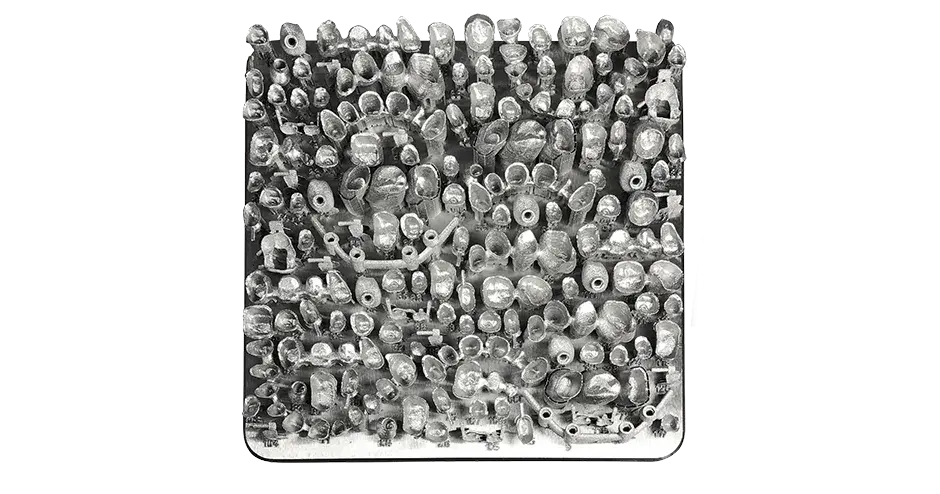 由 LaserForm CoCr 制成的牙冠桥在 DMP Flex 200 3D 打印机上的模板