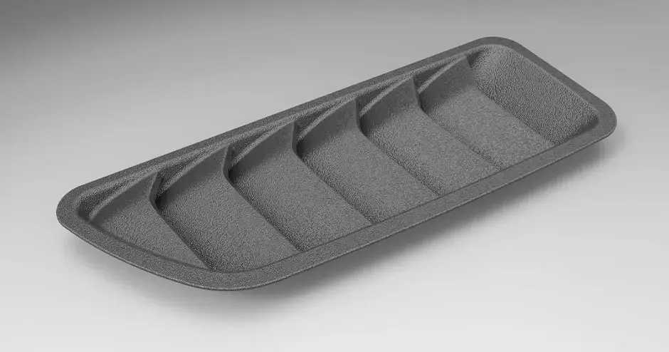 3D 打印塑料“鲨鱼”格栅，具有生产级品质和经纹理处理的表面光洁度。