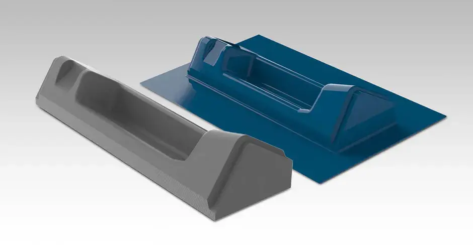 使用 3D 打印模具和传统真空工艺打造的火车内饰部件。