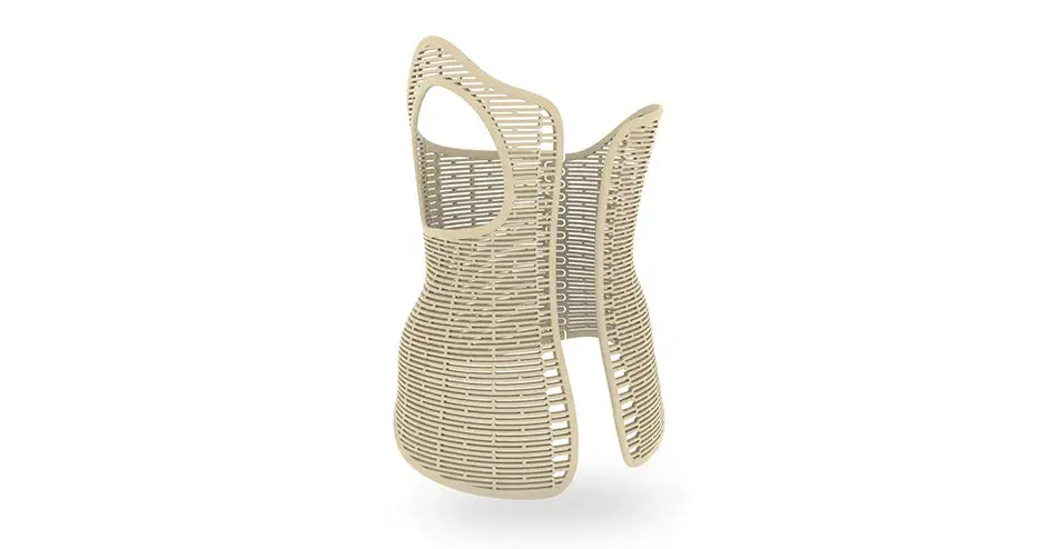 a 3D printed Scoliosis brace made from Duraform PA