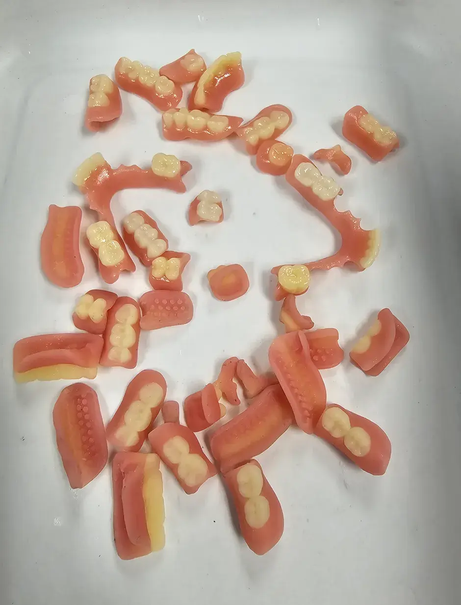 托盘上的 3D 打印牙科部件